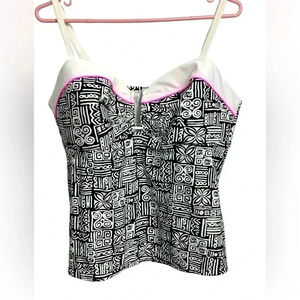 Collection by Catalina Black  & White Tankini Top w Adjustable Straps